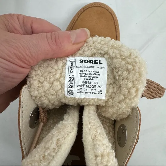 NWOB Sorel Women's Out N About Cozy Wedge Tan Suede Boots Size 8 Booties NEW