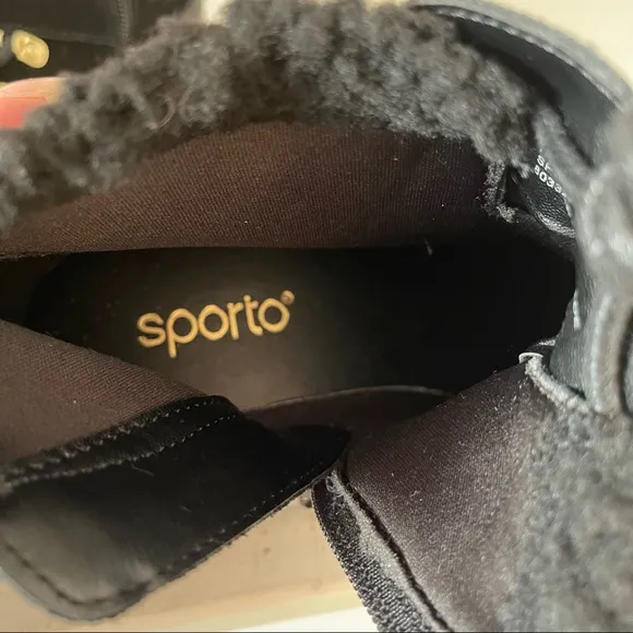 NWOB Sporto Black Suede Water Resistant Katie Ankle Boot Sz 6.5