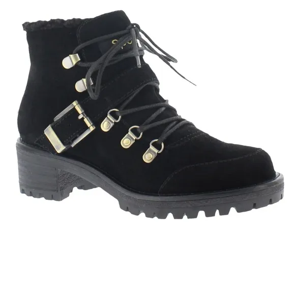 NWOB Sporto Black Suede Water Resistant Katie Ankle Boot Sz 6.5