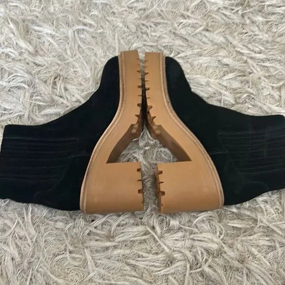 NWOB Jeffrey Campbell Tuckee Lug Sole Ankle Boots in Black Suede Honey size 7