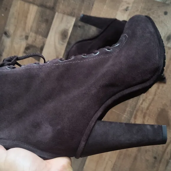 NWOT All Saints Grimsby Brown Suede Leather Tassel Lace Up Heeled Ankle Boots