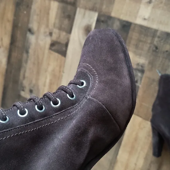 NWOT All Saints Grimsby Brown Suede Leather Tassel Lace Up Heeled Ankle Boots