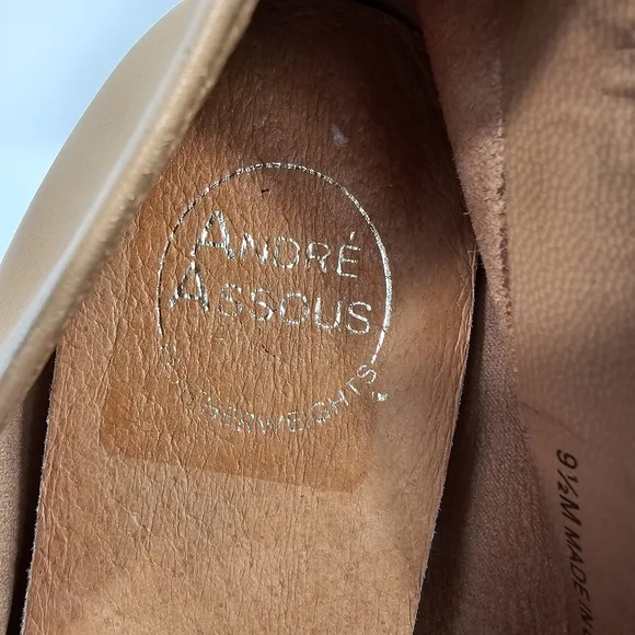 NWOT Andre Assous Nalah Ballet Flat Shoe Leather Slip-On Round Toe Brown 9.5