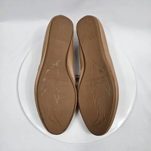 NWOT Andre Assous Nalah Ballet Flat Shoe Leather Slip-On Round Toe Brown 9.5