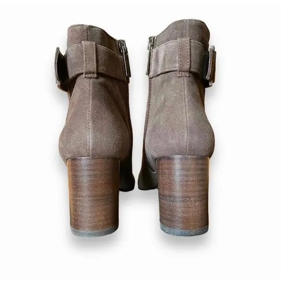 NWOT Aquatalia Vanie Weatherproof Boots Sz 7.5B Brown Suede High Heel Bootie
