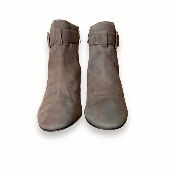 NWOT Aquatalia Vanie Weatherproof Boots Sz 7.5B Brown Suede High Heel Bootie