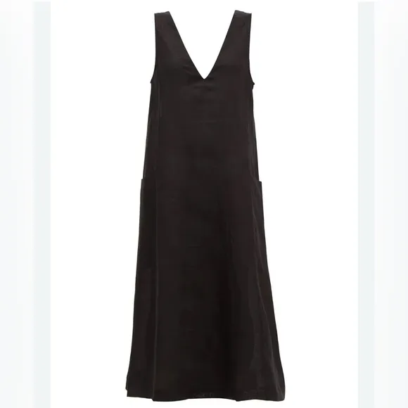 NWOT ASCENO Seville V-neck Linen Midi Dress