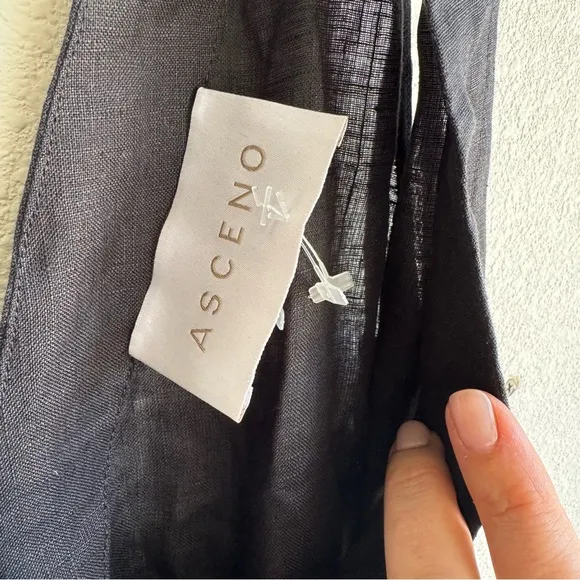 NWOT ASCENO Seville V-neck Linen Midi Dress