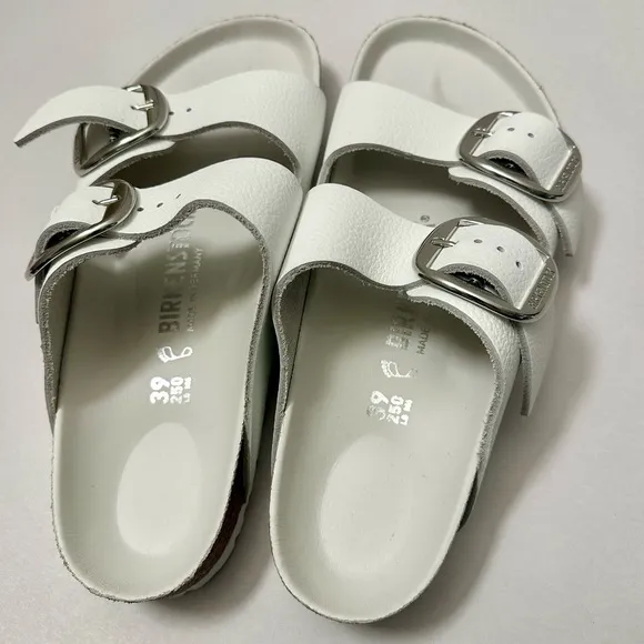 NWOT Birkenstock Arizona Big Buckle Sandals in Leather/White Women’s US 8-8.5