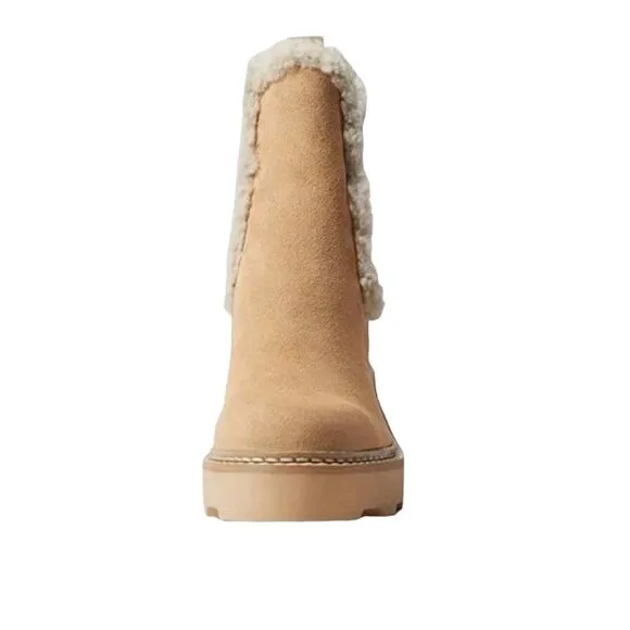 NWOT Calvin Klein Women's Leather Faux Fur Anissa Chelsea Ankle Boots, Size 8.5