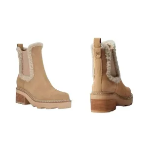 NWOT Calvin Klein Women's Leather Faux Fur Anissa Chelsea Ankle Boots, Size 8.5