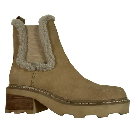 NWOT Calvin Klein Women's Leather Faux Fur Anissa Chelsea Ankle Boots, Size 8.5