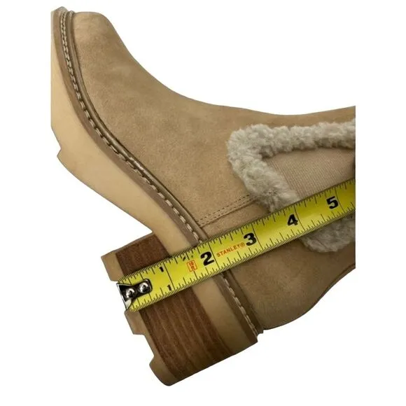 NWOT Calvin Klein Women's Leather Faux Fur Anissa Chelsea Ankle Boots, Size 8.5