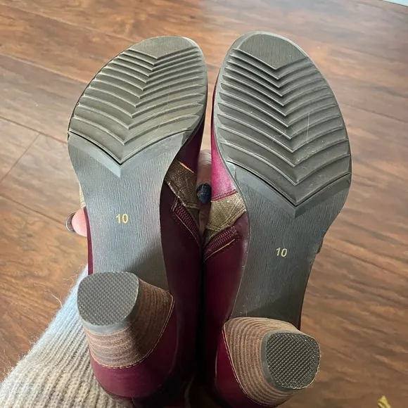 NWOT Corky’s Elite Women's Burgundy and Brown/Black Patchwork Boots-Size 10