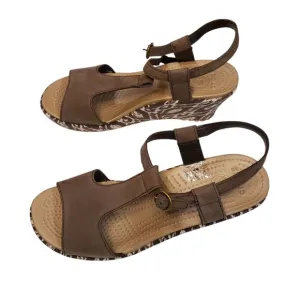 NWOT Crocs Nubuck Wedge Sandals Women's Size 9 Brown White