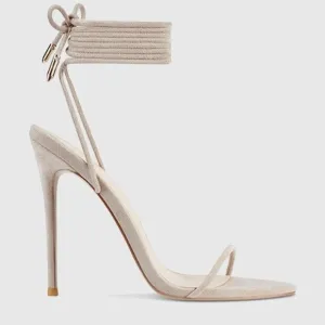 NWOT Femme Barely There Lace Up Heel Tan EU 36