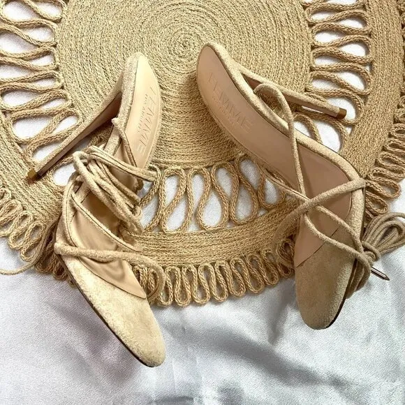 NWOT Femme Barely There Lace Up Heel Tan EU 36