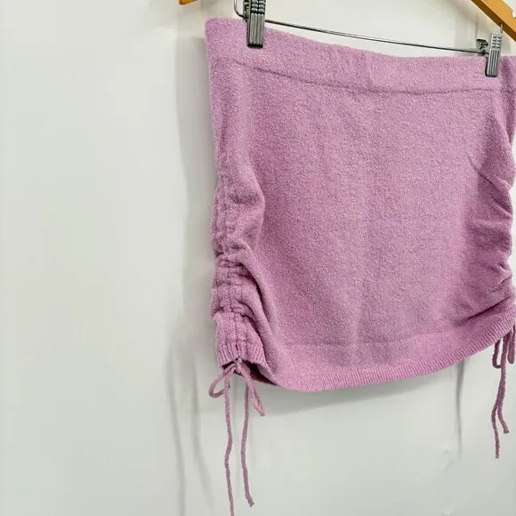 NWOT Free People Beach Cabo Skirt in Candy Lilac, Med, Ruched Vacation Festival