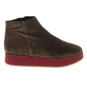 NWOT La Corde Blanche Boots Suede Ankle Platform Taupe Brown Tan Cherry Red