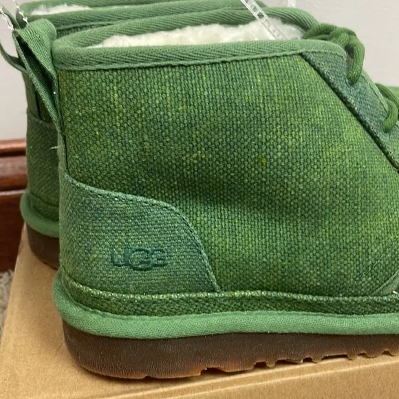 NWOT Men UGG SZ 10 Neumel Chukka Boots Tencel Natural Green Shearling Faux Fur