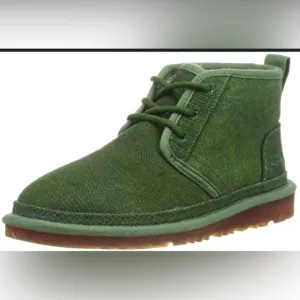 NWOT Men UGG SZ 10 Neumel Chukka Boots Tencel Natural Green Shearling Faux Fur