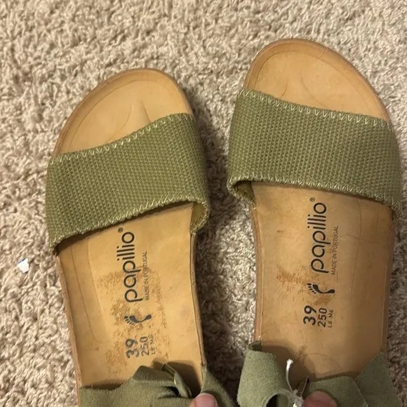 NWOT Papillio By Birkenstock Glenda Suede Sandals - Khaki Green Sz 39 (8.5/9)