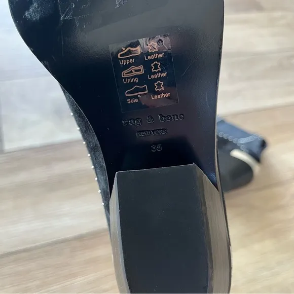 NWOT Rag &amp; Bone Size 5 / 35 Black Suede Westin Bootie Boots Stud