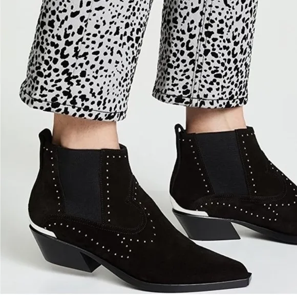NWOT Rag &amp; Bone Size 5 / 35 Black Suede Westin Bootie Boots Stud