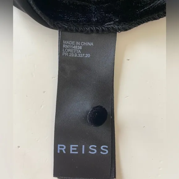 NWOT REISS Loretta Mini Dress in Black Velvet