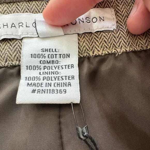 NWT 4 Charlotte Ronson Wrap Mini Skirt Tweed Twill Brown Tan faux suede pockets