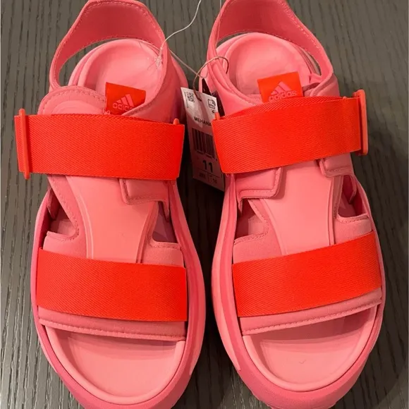 NWT Adidas Mehana Comfort Slip On Womens 11 M Casual Sandals IF8182 Pink &amp; Red