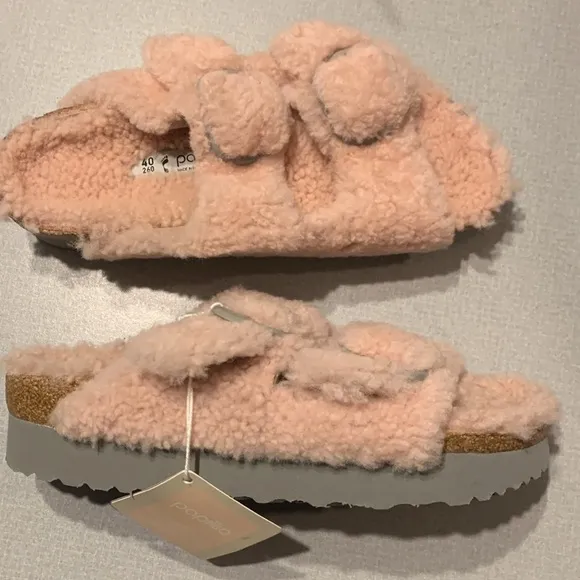 NWT Birkenstock Papilio Arizona Big Buckle Shearling Sandals Size US 9/EU 40