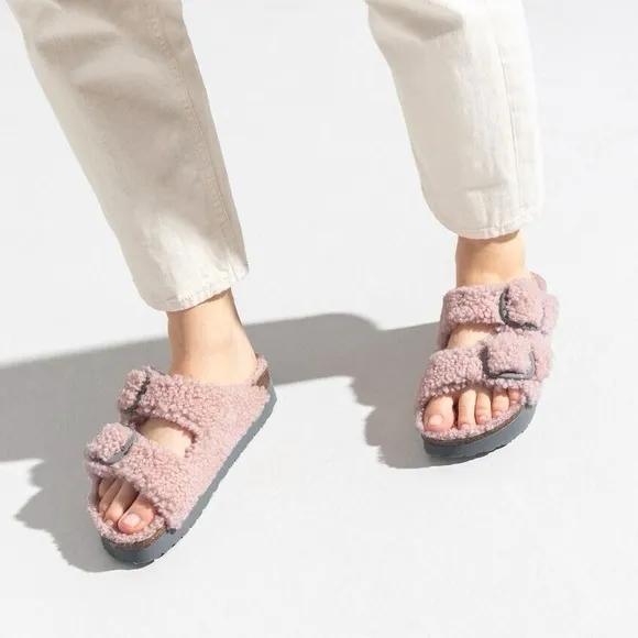 NWT Birkenstock Papilio Arizona Big Buckle Shearling Sandals Size US 9/EU 40