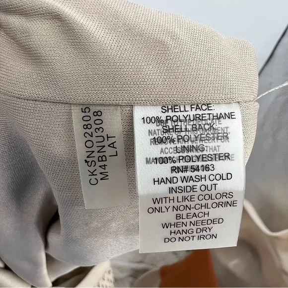 Nwt Calvin Klein Latte Cream Cutout Faux Leather Lined Zip Pencil Skirt