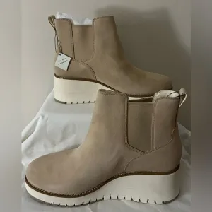 NWT Cole Haan Women’s ZerøGrand City Wedge WP Suede Chelsea Boots; Size 10.5B