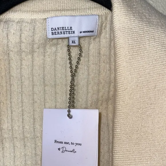 NWT DANIELLE BERNSTEIN Ivory Wrap Tie Waist Cable Knit Cropped Sweater XL
