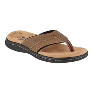 NWT Dockers Mens Laguna Memory Foam Dark Tan Flip Flop Sandals Size 12