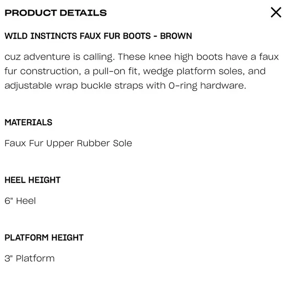 NWT DOLLS KILL WILD INSTINCTS FAUX FUR BOOTS BROWN SIZE 8