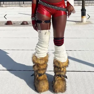 NWT DOLLS KILL WILD INSTINCTS FAUX FUR BOOTS BROWN SIZE 8