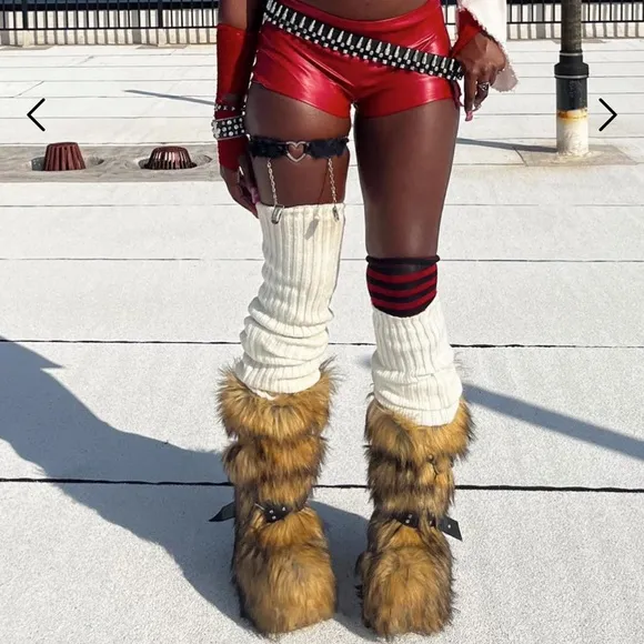 NWT DOLLS KILL WILD INSTINCTS FAUX FUR BOOTS BROWN SIZE 8