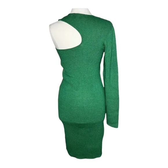 NWT ELOQUII Emerald Green One Sleeve Mini Sweater Dress Size 26/28 Plus Size