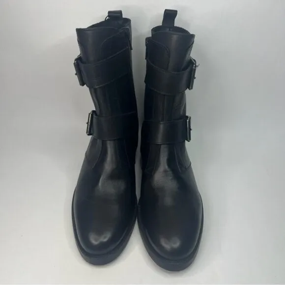 NWT EMANUELE CRASTO Italy🇮🇹Made Finest Italian LEATHER Boot Faux Double Buckle