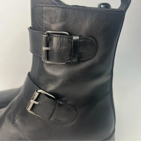 NWT EMANUELE CRASTO Italy🇮🇹Made Finest Italian LEATHER Boot Faux Double Buckle