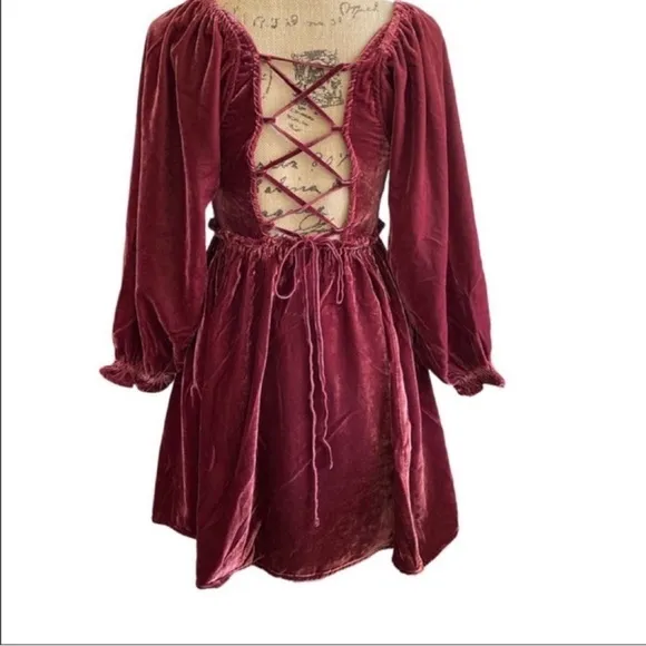 NWT Free People | Daphne Velvet Long Sleeve Minidress | XS