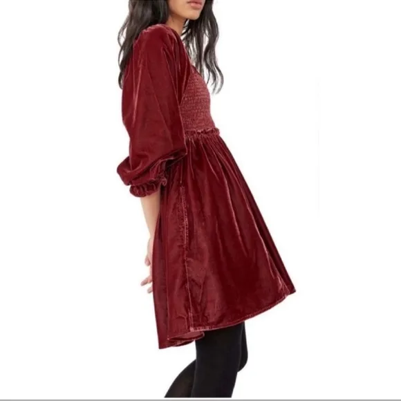 NWT Free People | Daphne Velvet Long Sleeve Minidress | XS