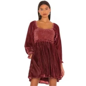 NWT Free People | Daphne Velvet Long Sleeve Minidress | XS