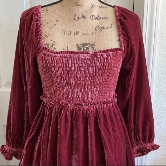 NWT Free People | Daphne Velvet Long Sleeve Minidress | XS