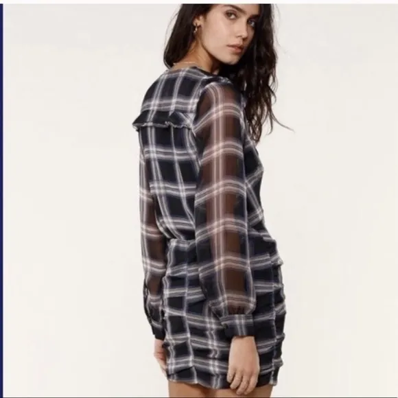 NWT HEARTLOOM x REVOLVE Plaid Print Anthea Midi Dress Long Sleeve, Size XS