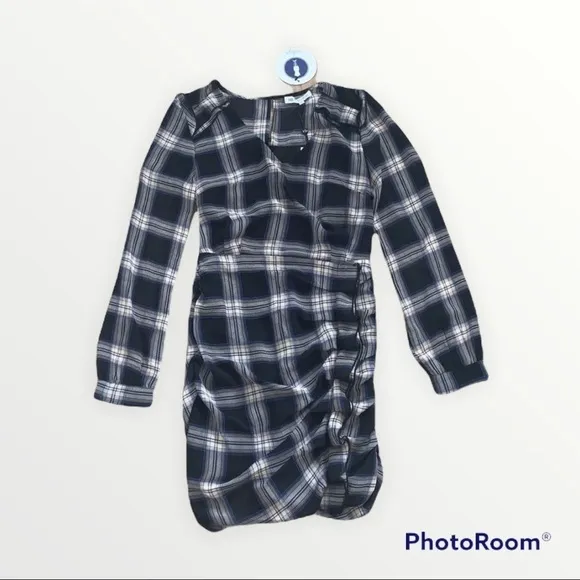 NWT HEARTLOOM x REVOLVE Plaid Print Anthea Midi Dress Long Sleeve, Size XS