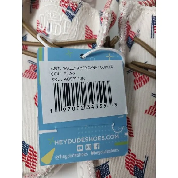 NWT Hey Dude Wally Americana Patriotic Slip On Sneaker Toddler Sz K10